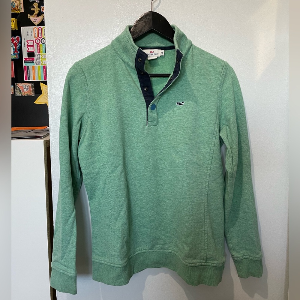 Vineyard Vines Seafoam Green Quarter-Button Pullover Women’s XS